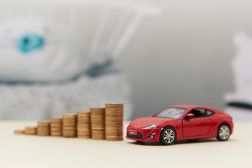The money used to buy a car in the piggy bank
