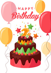 Happy birthday greeting card colorful vector template