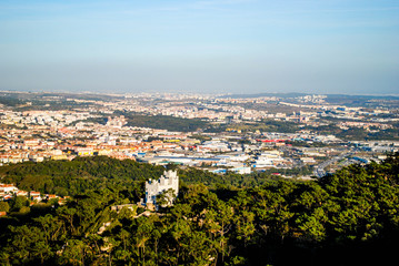 Beautiful view of a small town from the castle on the mountain