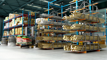 Hangar delivery warehouse 3d render image