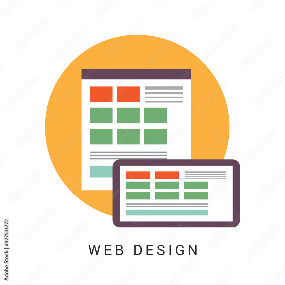 Poster responsive web design concept on white background