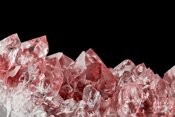light large ruby crystals macro on black