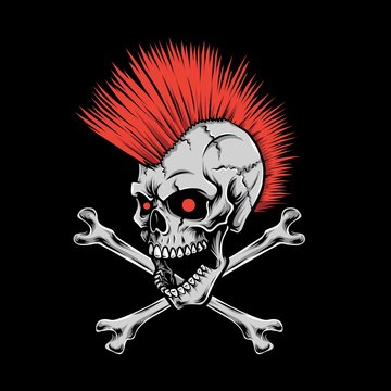 punk skull mohawk vector logo