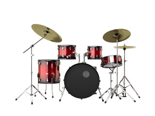 Obraz na płótnie Canvas musical instrument drum set 3d render on a grey gradient background