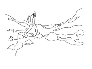 Outdoor adventure isolated line drawing, vector illustration design. Outdoor collection.