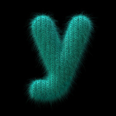 Fototapeta premium wool letter Y - Small 3d knitted font - Suitable for Winter, knitting or wool related subjects