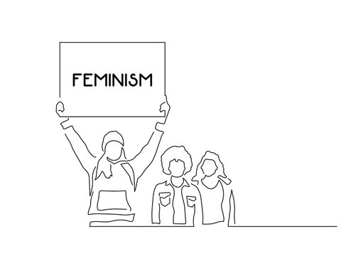 Feminism activists isolated line drawing, vector illustration design. Activism collection.