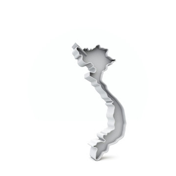 Vietnam simple 3D map in white grey. 3D Rendering
