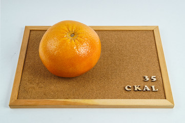 a series of calorie content of grapefruit products 35 kcal per 100 grams on a white background