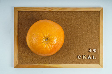 a series of calorie content of grapefruit products 35 kcal per 100 grams on a white background