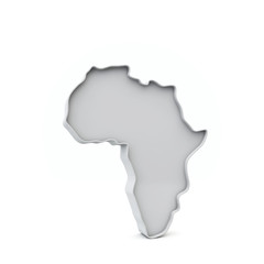 Africa simple 3D map in white grey. 3D Rendering