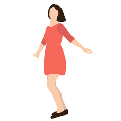 vector, isolated, flat style woman, girl rejoices