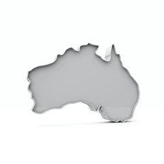 Australia simple 3D map in white grey. 3D Rendering