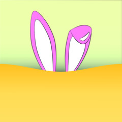 Easter bunny ears card. Vector illustration with bunny.