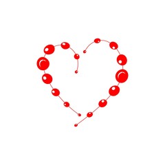 Red decorative heart on white background sign. Symbol linked, join, love, passion and wedding. Template for t shirt, apparel, card, poster, valentine day. Design element. Vector illustration.