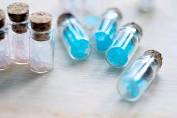 decorative glass jars with cork lid with sea salt