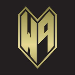 WP Logo monogram with emblem line style isolated on gold colors