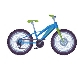 Bicycle, Ecological Sport Transport, Fatbike Side View Flat Vector Illustration