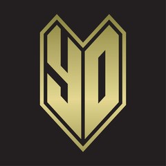 YD Logo monogram with emblem line style isolated on gold colors
