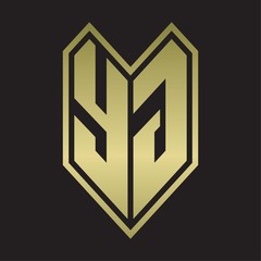 YG Logo monogram with emblem line style isolated on gold colors
