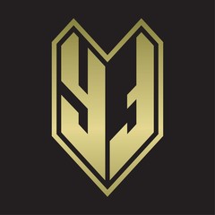 YT Logo monogram with emblem line style isolated on gold colors