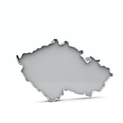Czech Republic simple 3D map in white grey. 3D Rendering