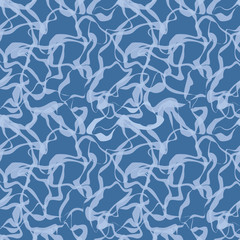 Fototapeta na wymiar Blue water surface fluid seamless vector pattern. Nature themed relaxing unisex surface print design.