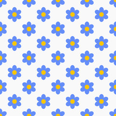 Blue forget me not flowers seamless pattern.