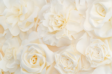 Artificial white rose buds for background and design - obrazy, fototapety, plakaty