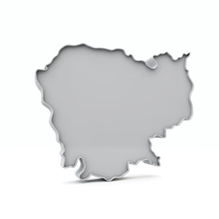 Cambodia simple 3D map in white grey. 3D Rendering