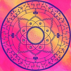 Mandala background illustration gold and blue mandala