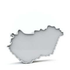 Hungary simple 3D map in white grey. 3D Rendering