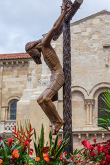 Leon, Spain. 4/19/2019. Pass in the Holy Week of Leon known as Santisimo Cristo de la Agonia, that...