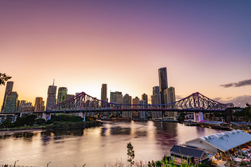 Australia brisbane skyline at sunset