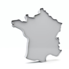 France simple 3D map in white grey. 3D Rendering