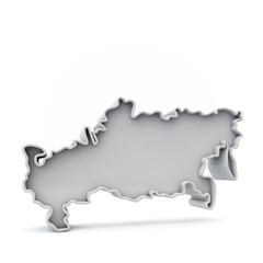 Fototapeta premium Russia simple 3D map in white grey. 3D Rendering