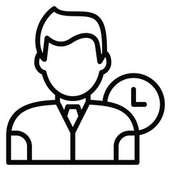 Part-time Employee Concept, hrm symbol on white background, Non-Permanent Staff, Visiting Faculty Vector Icon design
