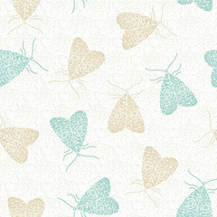 Vector Yellow Green Butterflies on a White Background Seamless Repeat Pattern. Background for textiles, cards, manufacturing, wallpapers, print, gift wrap and scrapbooking.