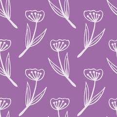 Set of flat flower icons in silhouette isolated on white. Simple retro designs in black and white.