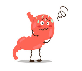 Sick stomach on a white background. Vector illustration.