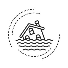 Flood black line icon. An overflow of water that submerges land that is usually dry. Pictogram for web page, mobile app, promo. UI UX GUI design element. Editable stroke.
