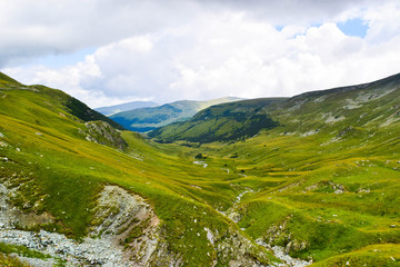 Landscape from Transalpina serpentines road DN67C. This is one of the most beautiful alpine routes in Romania.