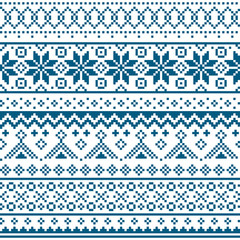 Scottish Fair Isle style traditional knitwear vector seamless pattern, Shetlands knit repetitive design with snowflakes