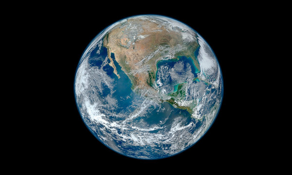 Earth on a black background. Elements of this image furnished by NASA