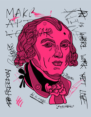 James Madison sculpture. Crazy pink calligraphy