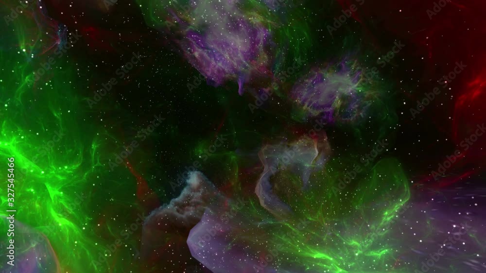 Wall mural flying in to space nebula background (loop)