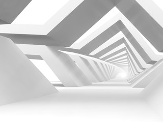 Abstract white tunnel background. 3d rendering