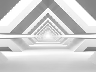 Abstract empty white tunnel perspective background