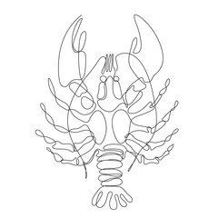 Sea cancer drawn in one line. Lobster. Continuous line.