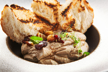 Chicken liver pate with ciabatta and dried cranberries
